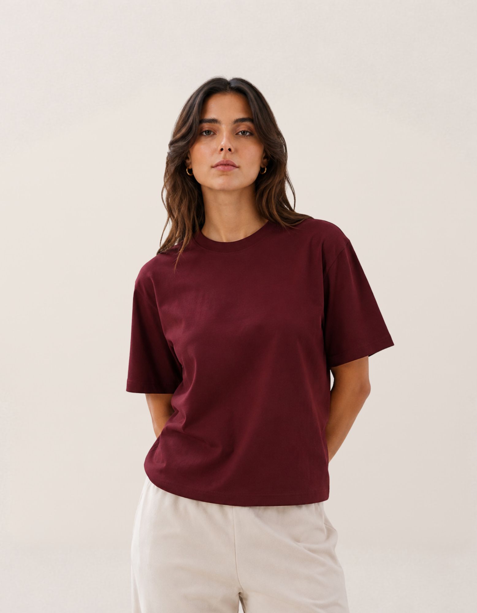 Camiseta Regular Color Merlot | Camisa Basica Mujer