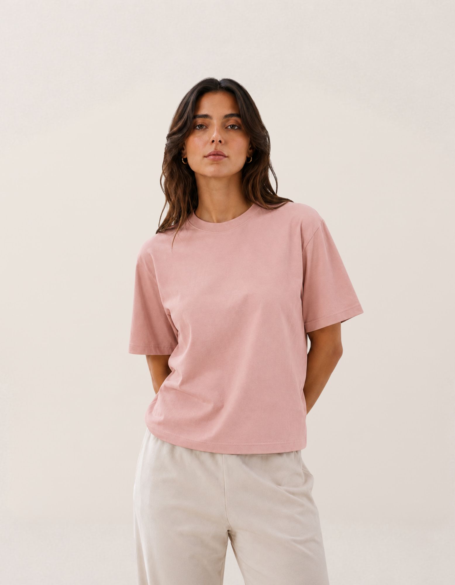 Camiseta Regular Color Rubor | Camisa Basica Mujer