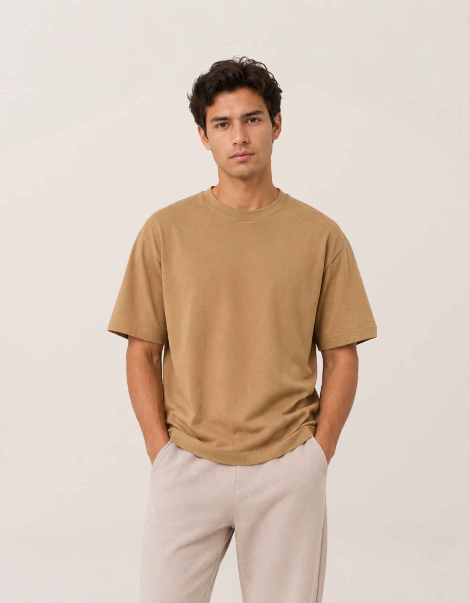 Camel 240 Tee | Camiseta Oversize Color Camel Hombre
