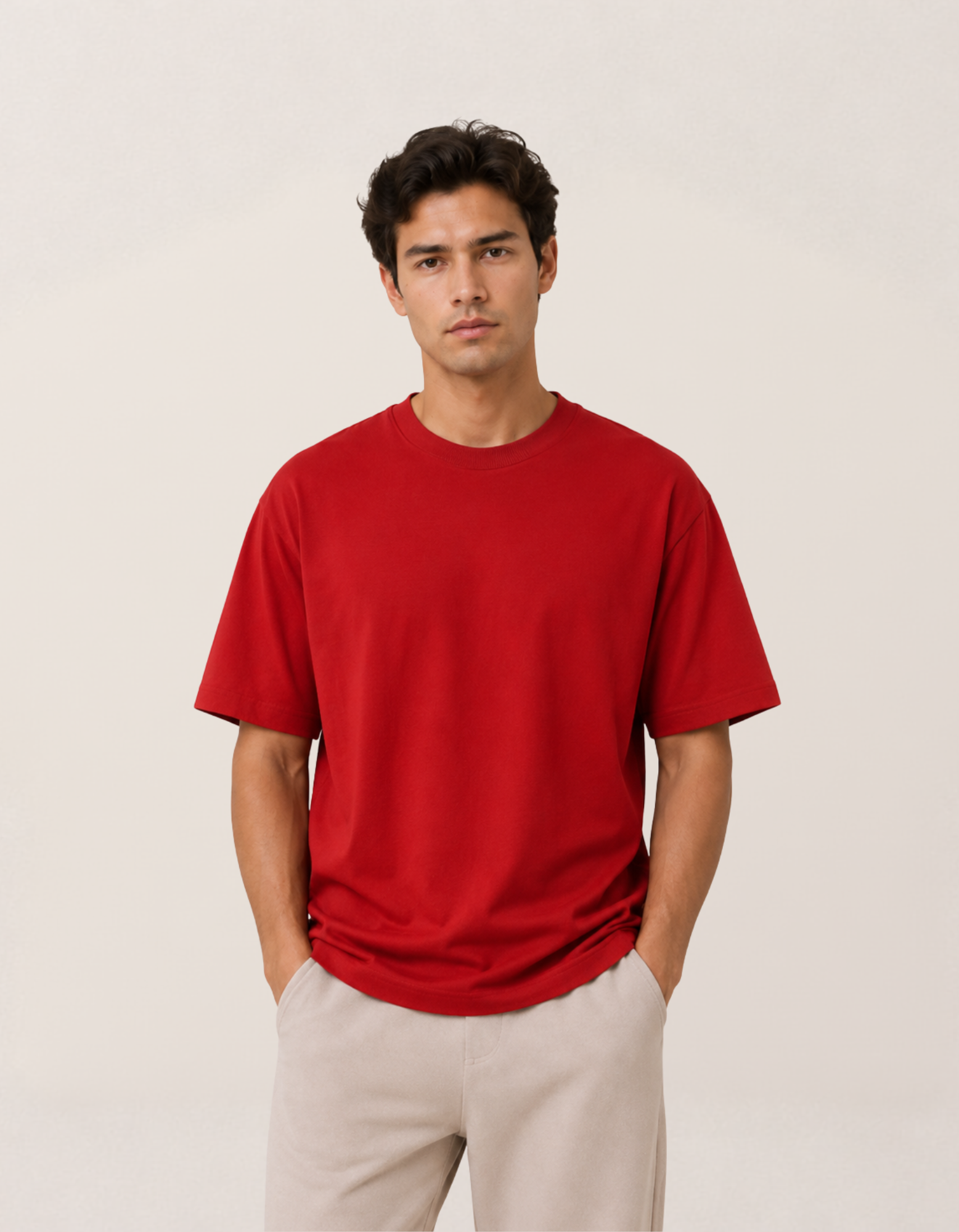Camiseta Roja Oversize Hombre 220 GSM