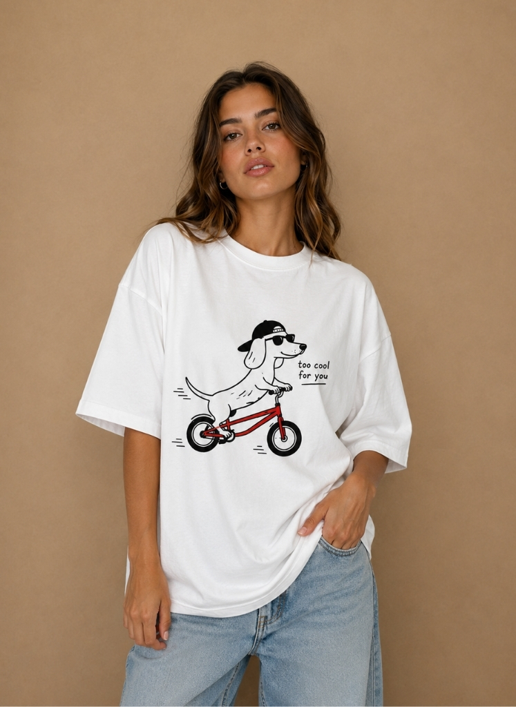 Too Cool White Oversize Tee | Camiseta Oversize Blanca Mujer 240 GSM