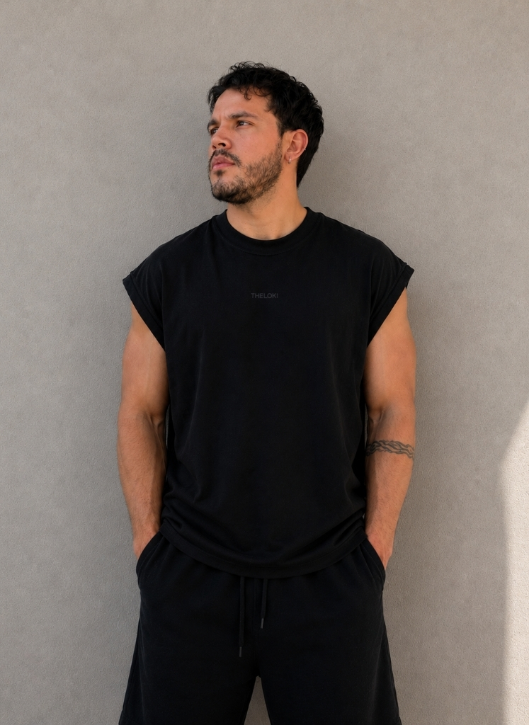 Essential Sleeveless Black | Camiseta Oversize Sleeveless Negra