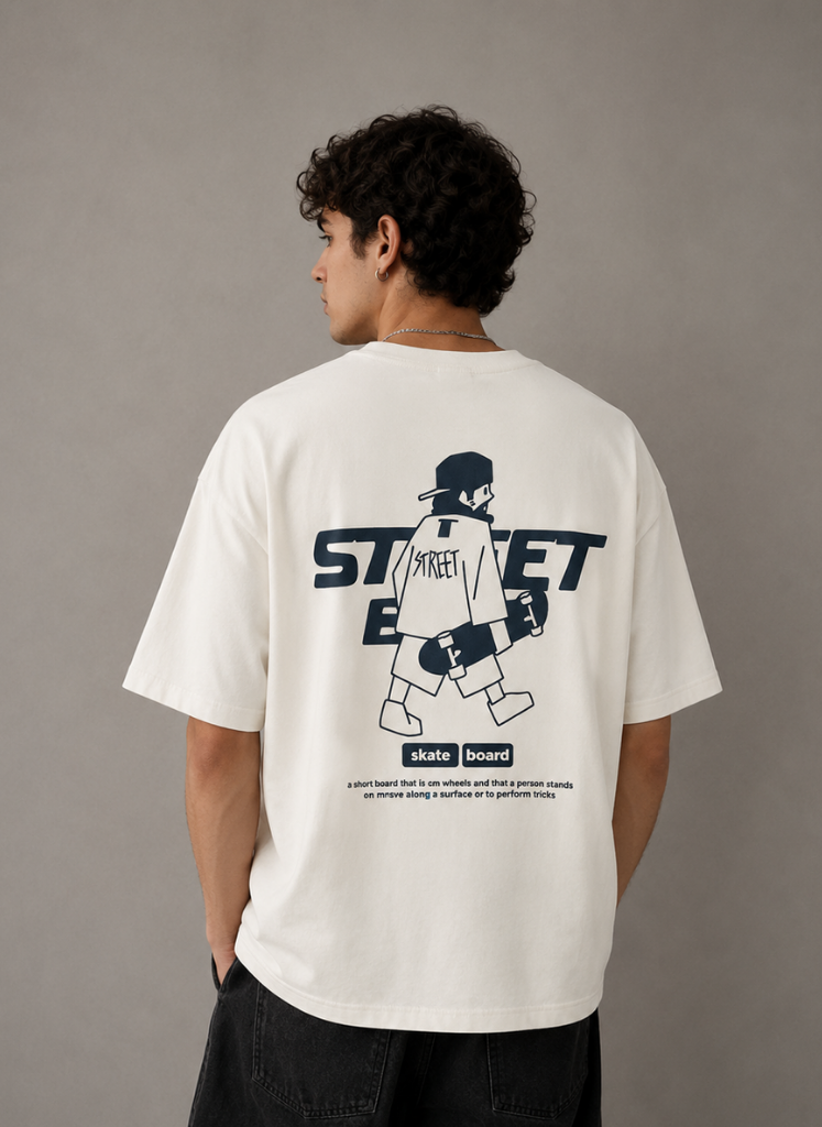 Street Bone Oversize Tee | Camiseta Blanco Hueso Hombre