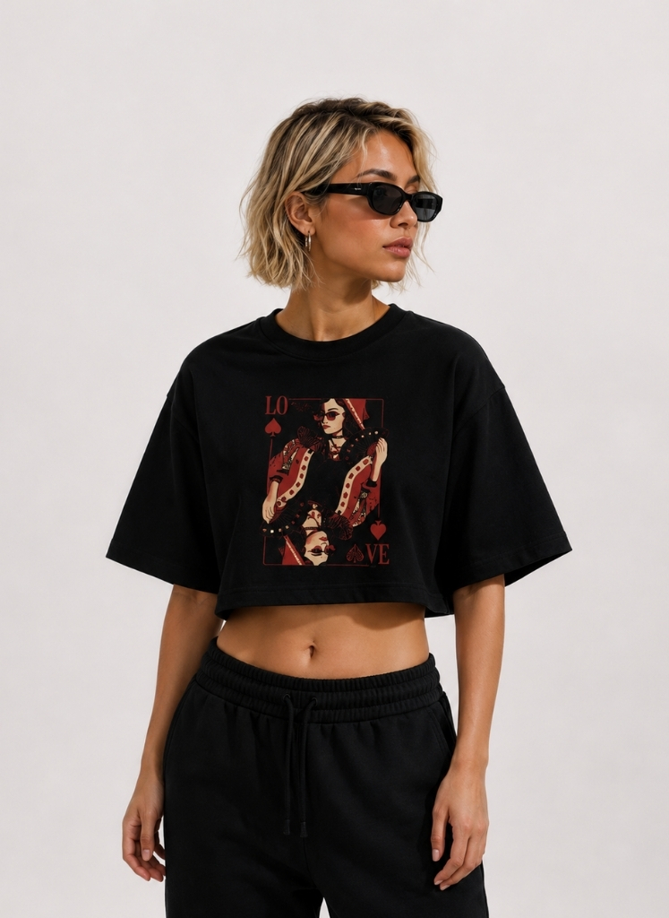 LoveGame Black Crop Top | Camiseta Cropped Negra Mujer