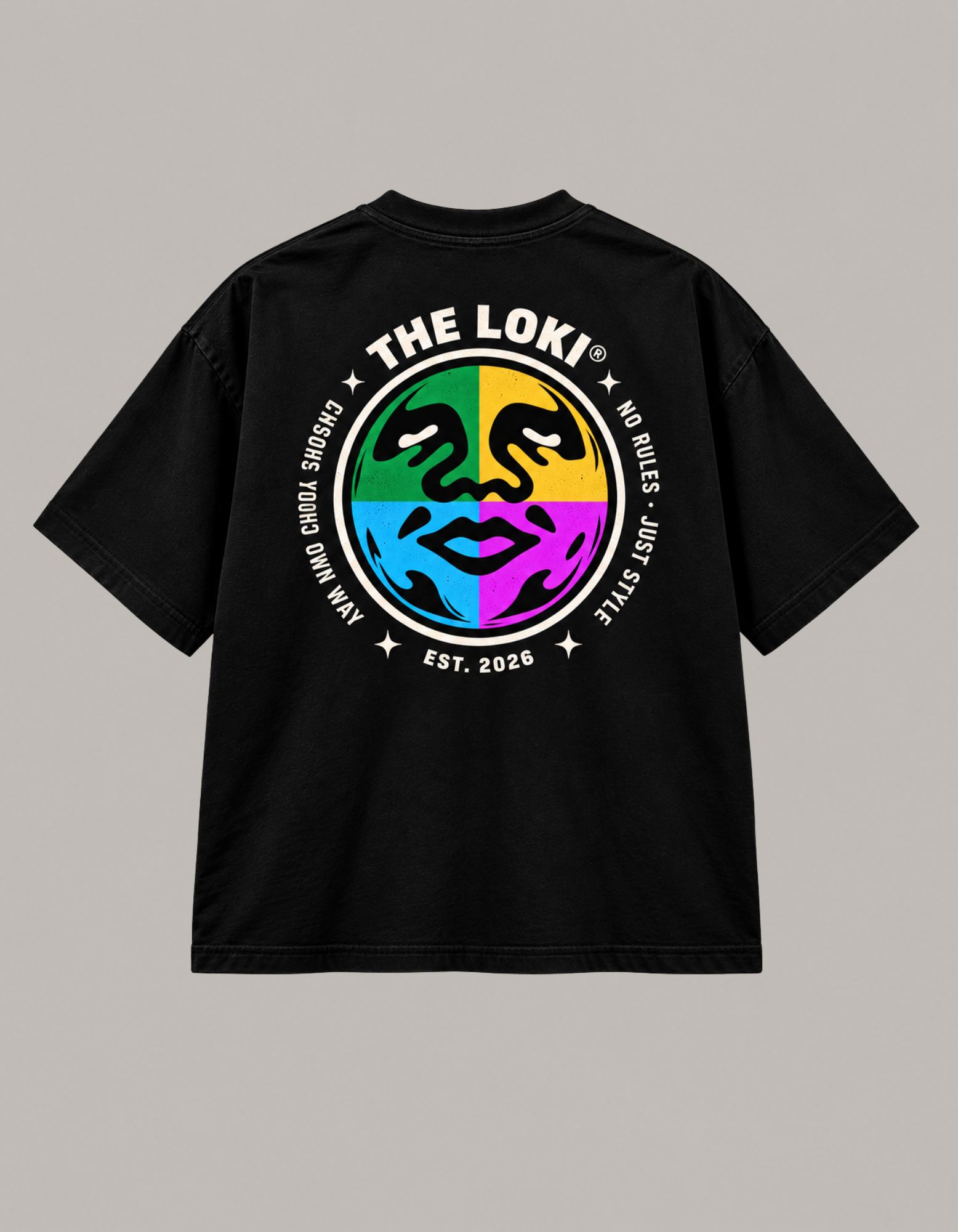 Camiseta Oversized Different Faces Negra