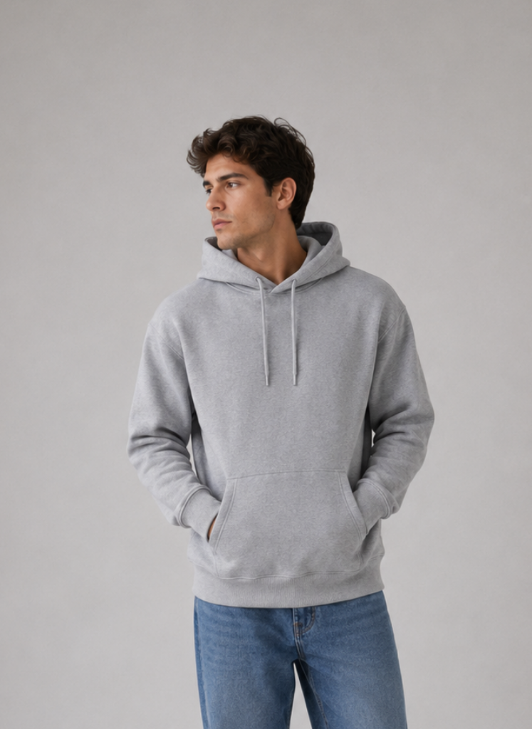 Hoodie Gris Basic Hombre