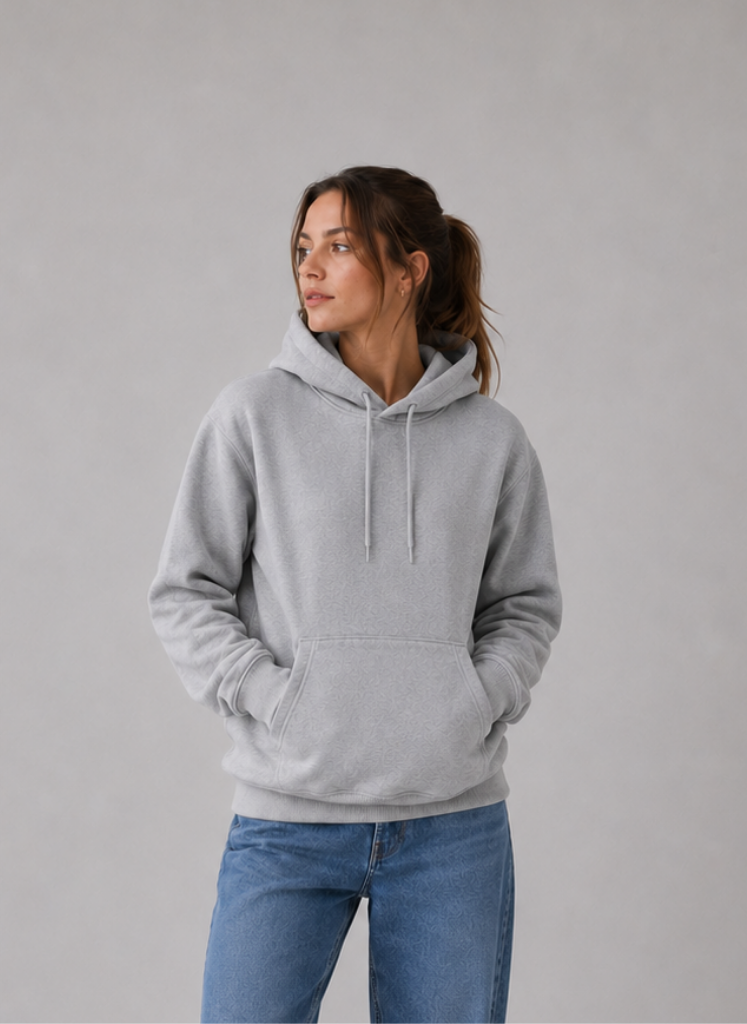 Hoodie Corte Regular Color Gris Mujer