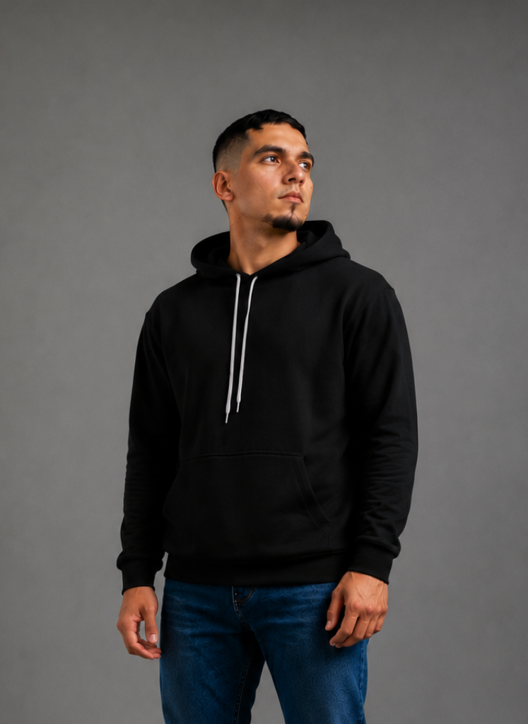 Hoodie Negro Basic Hombre