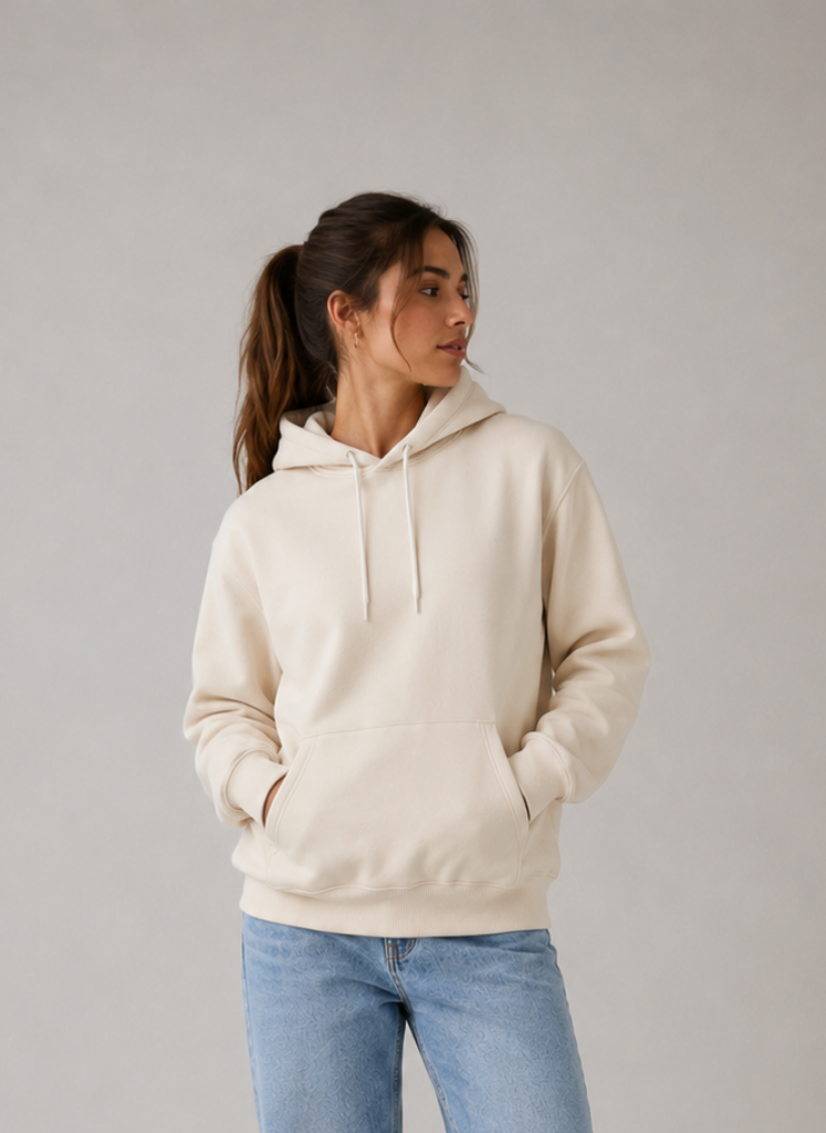 Hoodie Corte Regular Color Nude Mujer