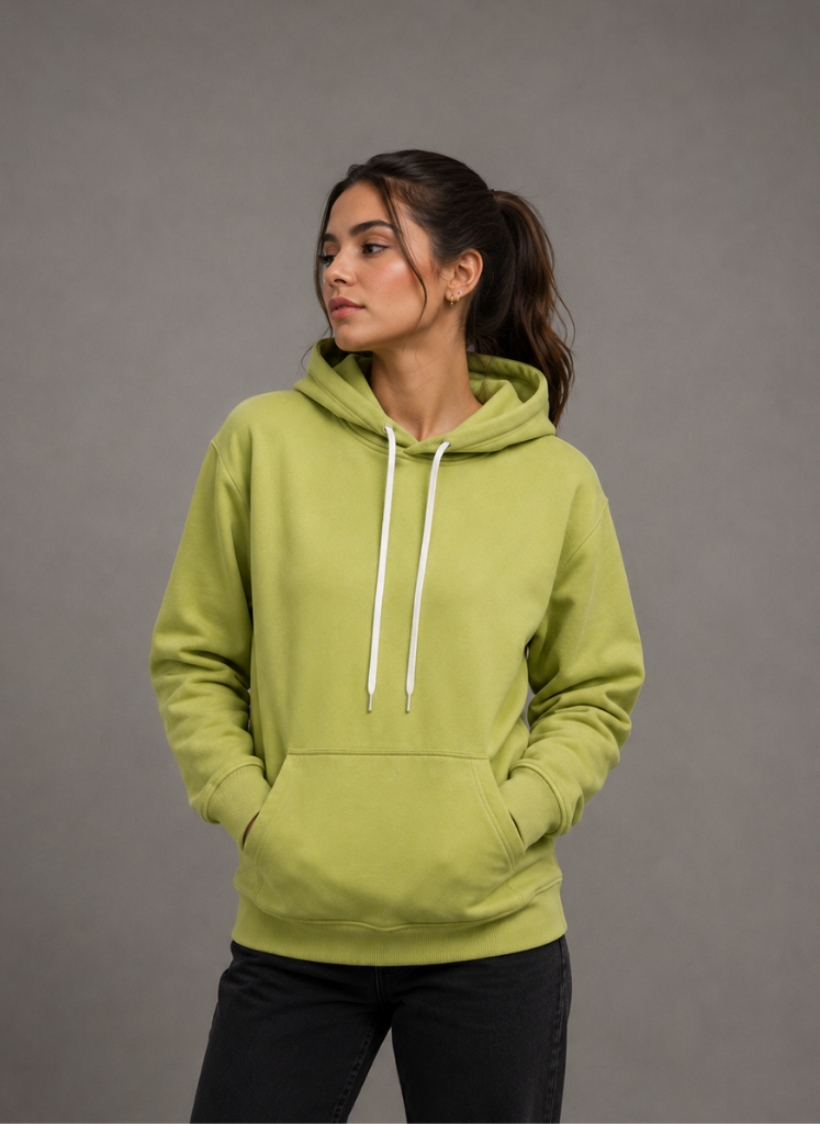 Hoodie Corte Regular Color Verde Mujer