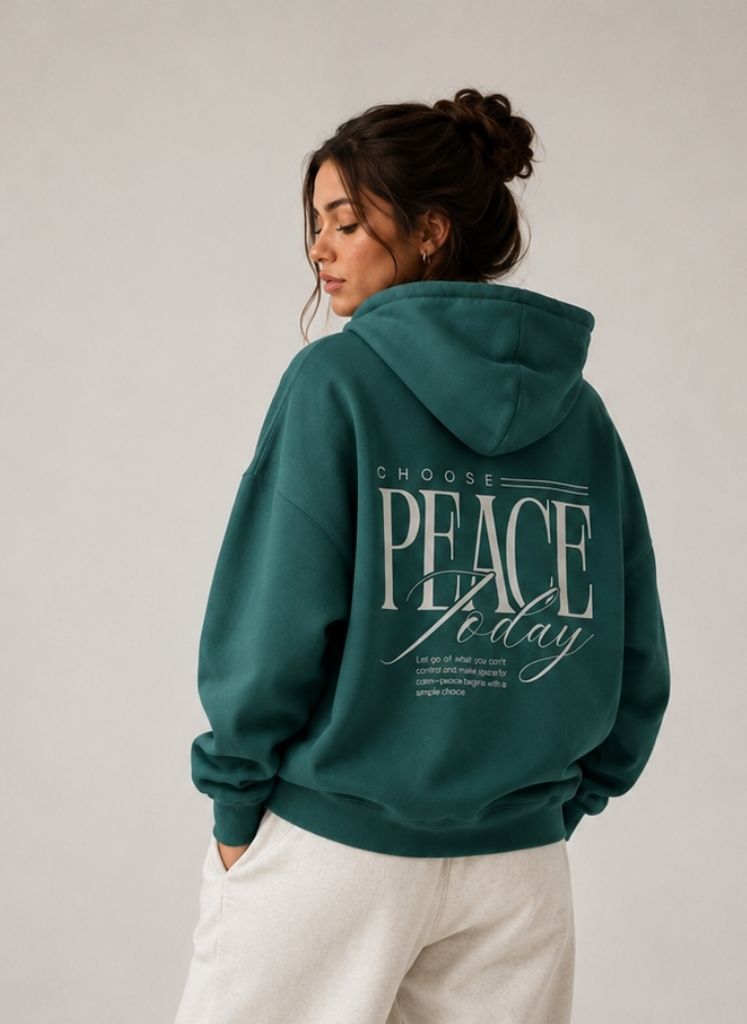 Hoodie Verde Peace Mujer